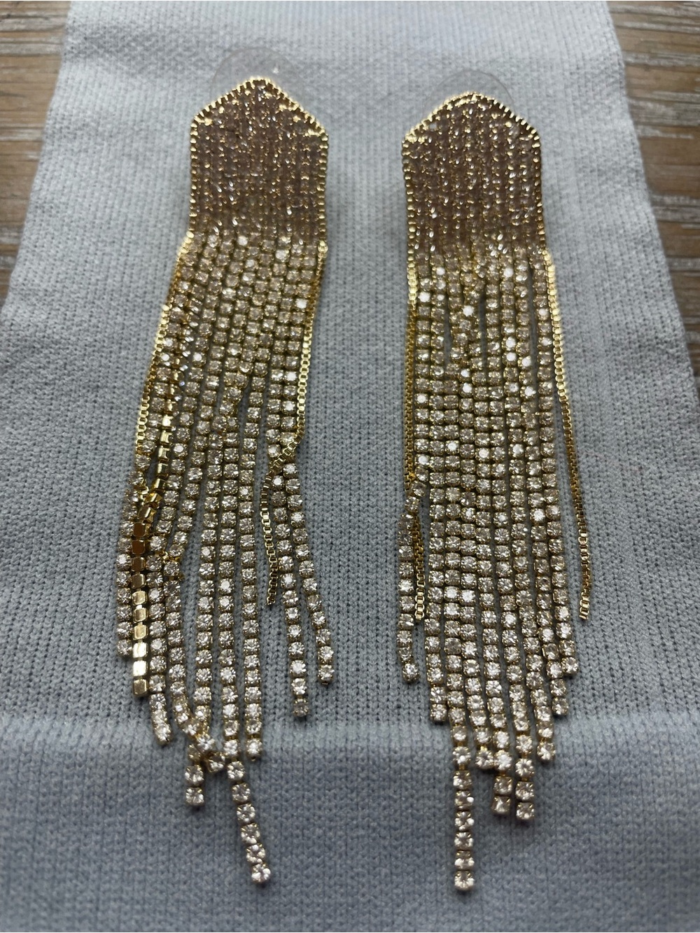 Gold Crystal Fringe Drop Earrings - Women Jewelry